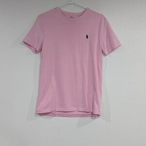 Polo Ralph Lauren Solid Cotton Embroidered Logo T-Shirt Pink Size Small